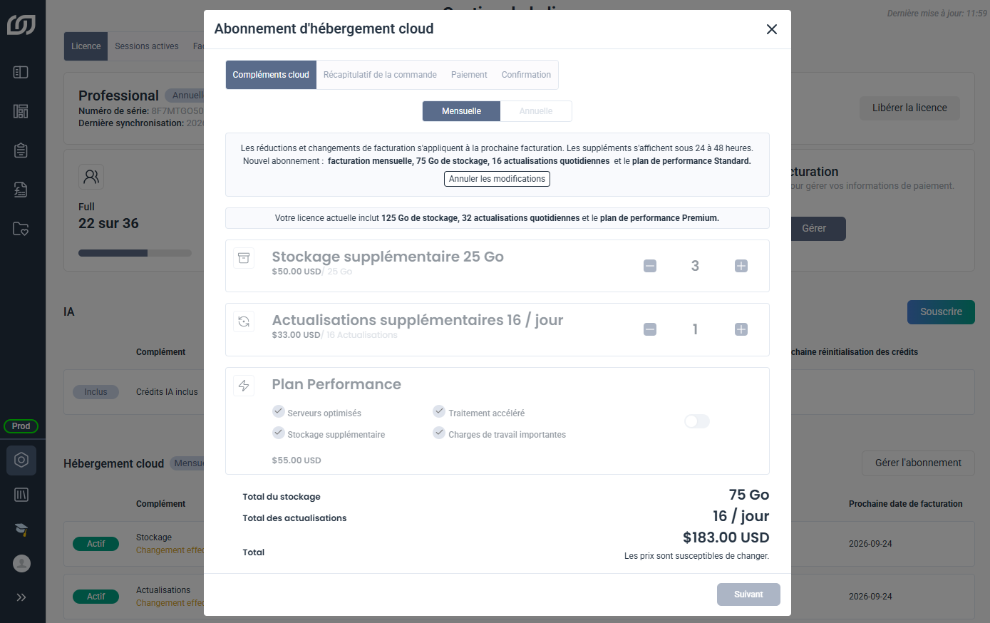 Annulation d'une réduction en attente sur l'hébergement cloud