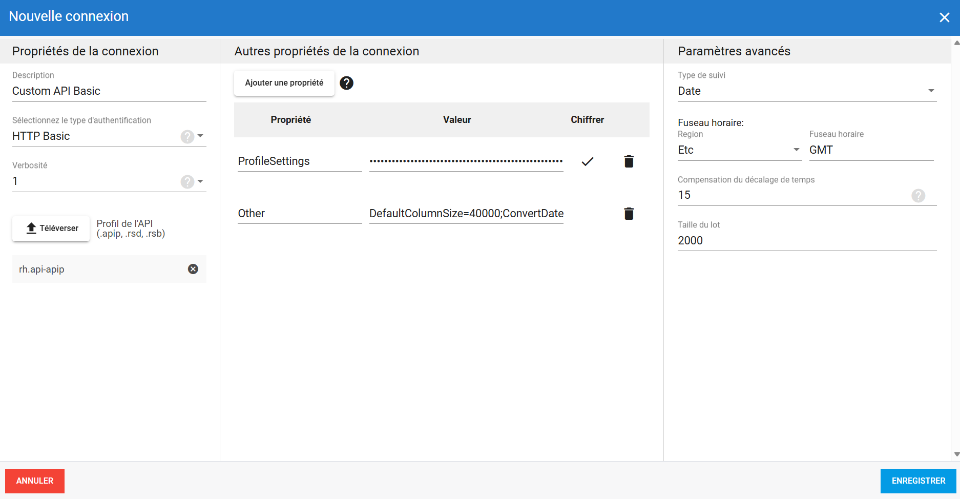 Connexion source Custom API avec authentification HTTP Basic dans DataSync