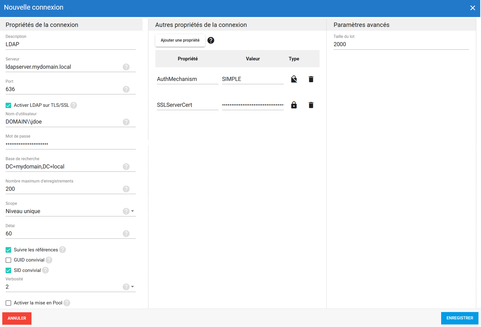 Connexion source LDAP dans DataSync