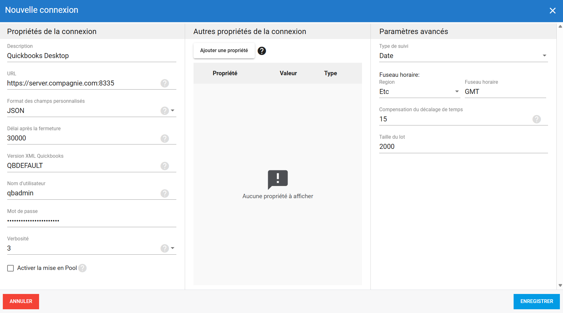 Connexion source QuickBooks Desktop dans DataSync