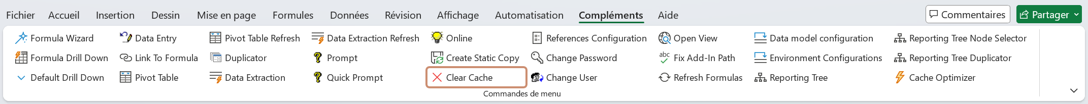 Réinitialiser la cache