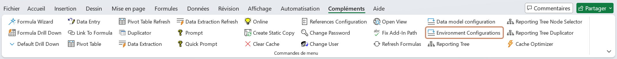 Configuration des environnements