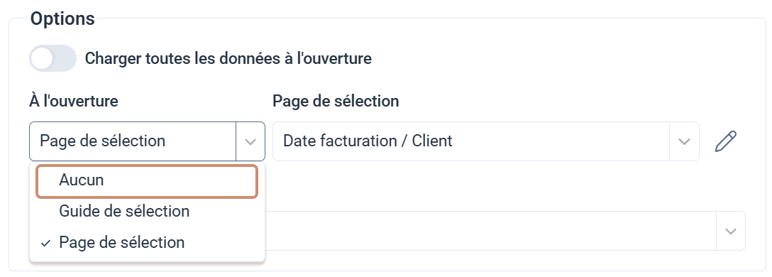 Supprimer la page de sélection