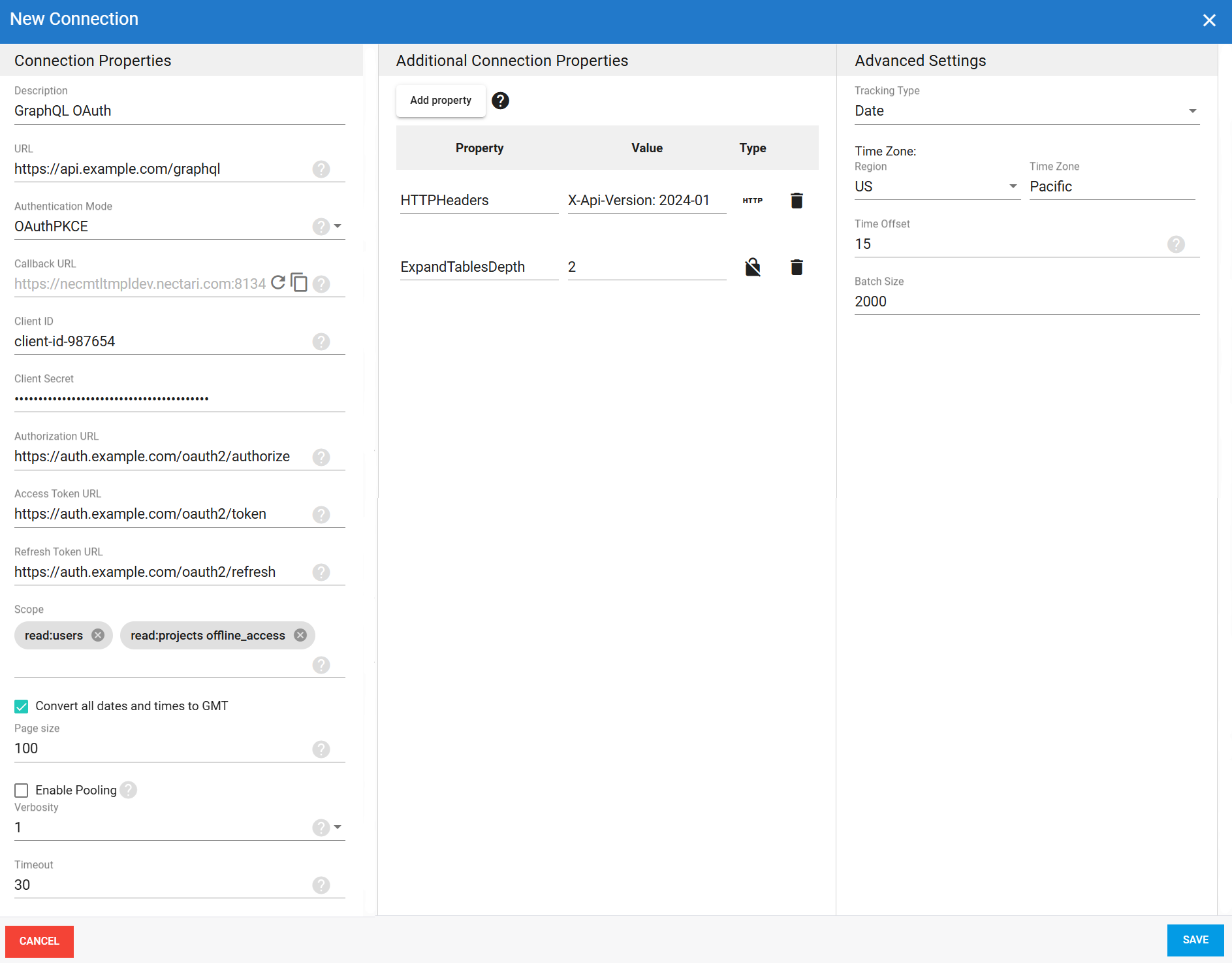 GraphQL OAuth PKCE source connection in DataSync