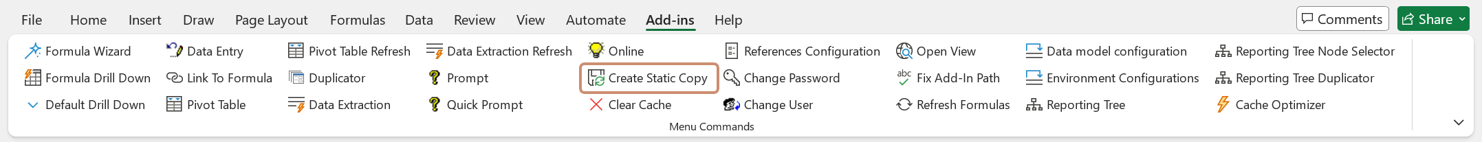 Excel Add-in Create Static Copy