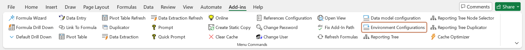 Excel Add-in Environment Configuration