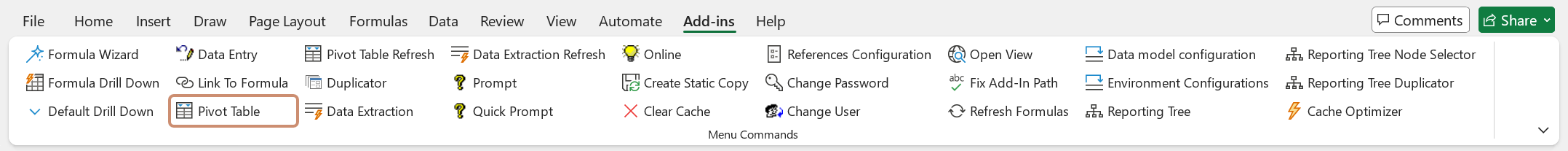 Excel Add-in Pivot Table 