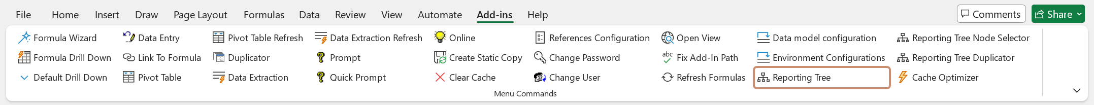 Excel Add-in Reporting Tree 