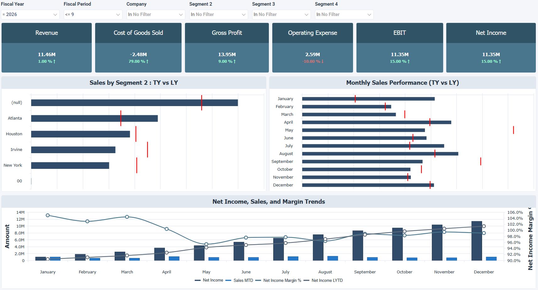 Sage 100 Executive Sales & Profit Summary Dashboard